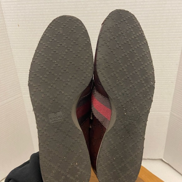 Gucci Brown Leather Monogram Embossed sneakers Sz:6 - Picture 9 of 10